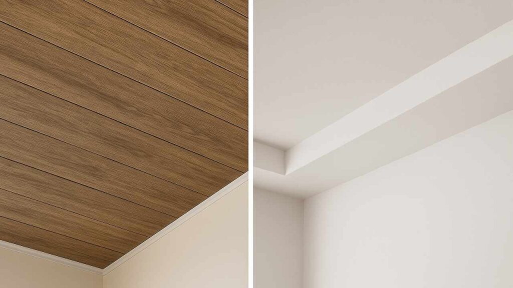 forro de gesso e pvc lado a lado