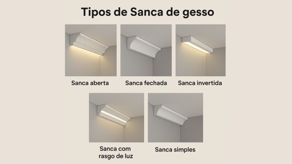 principais tipos de sanca de gesso