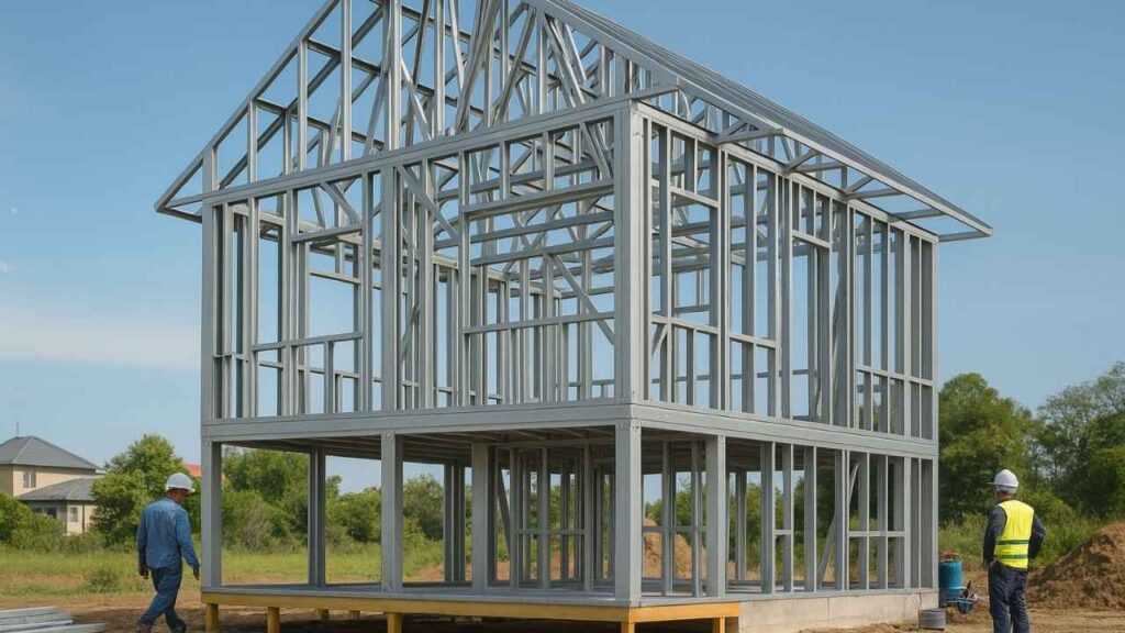pessoas utilizam o steel frame na construção civil